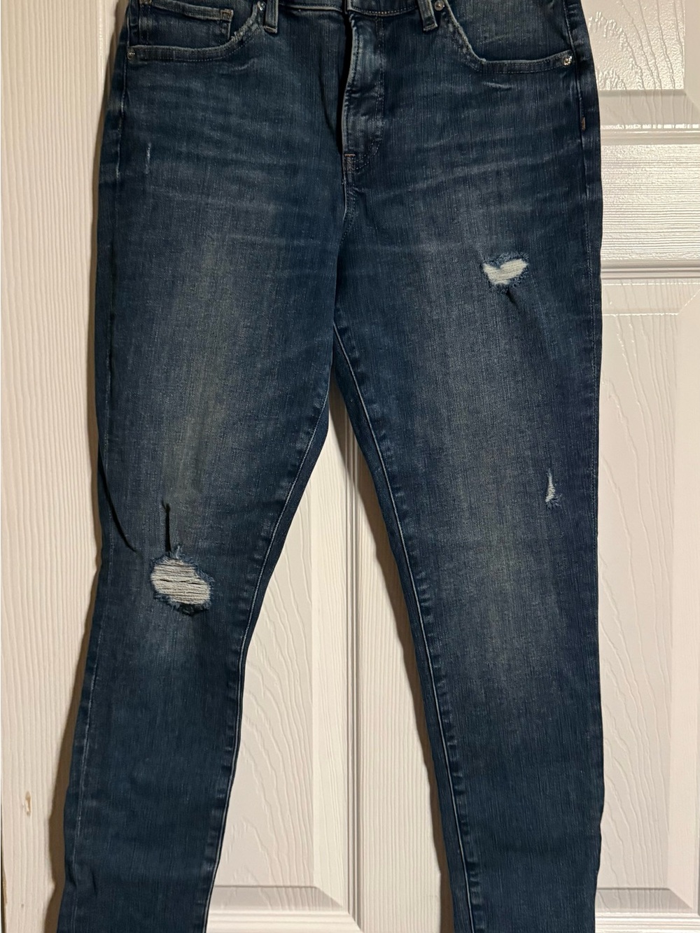 Express Dark Blue Distressed Skinny Jeans size 8L